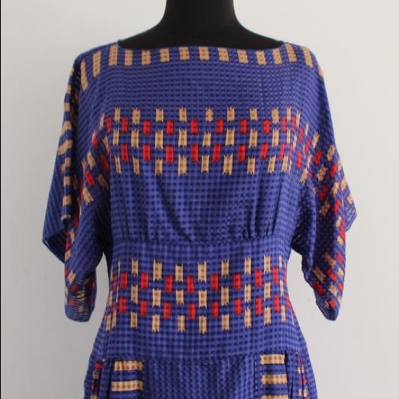 Anna Sui Designer Blue Printed Midi Dress - Picture 2 of 8